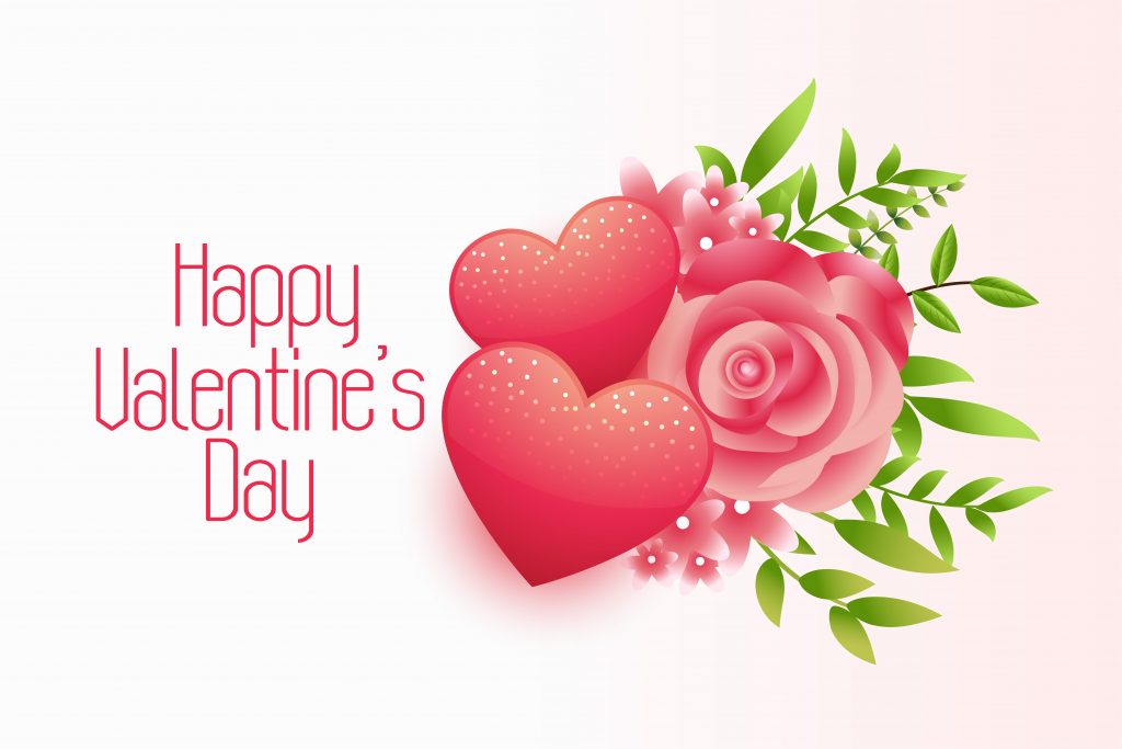 happy valentines day hearts and flower background design