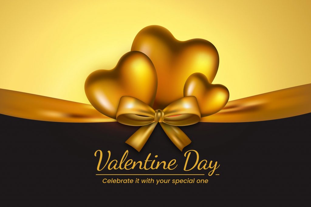 Gold Heart Happy Valentine's Day