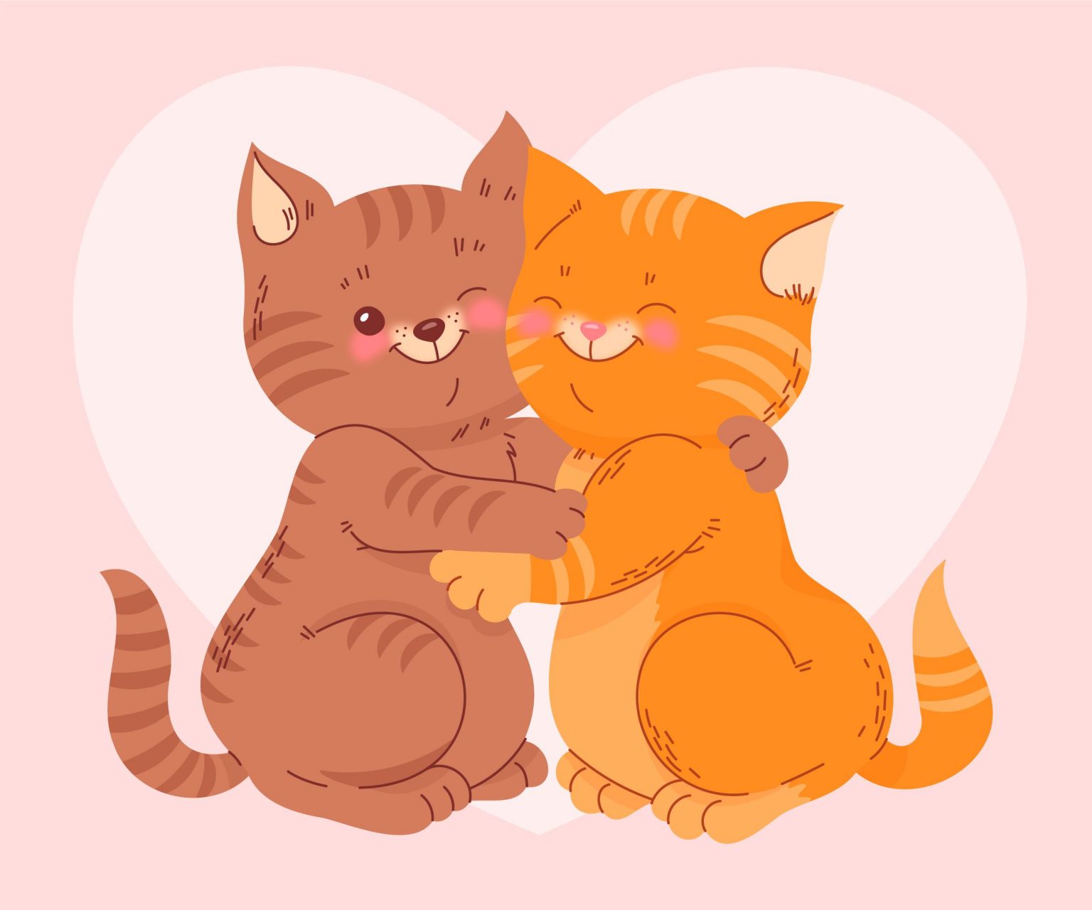Мультяшные котики обнимаются