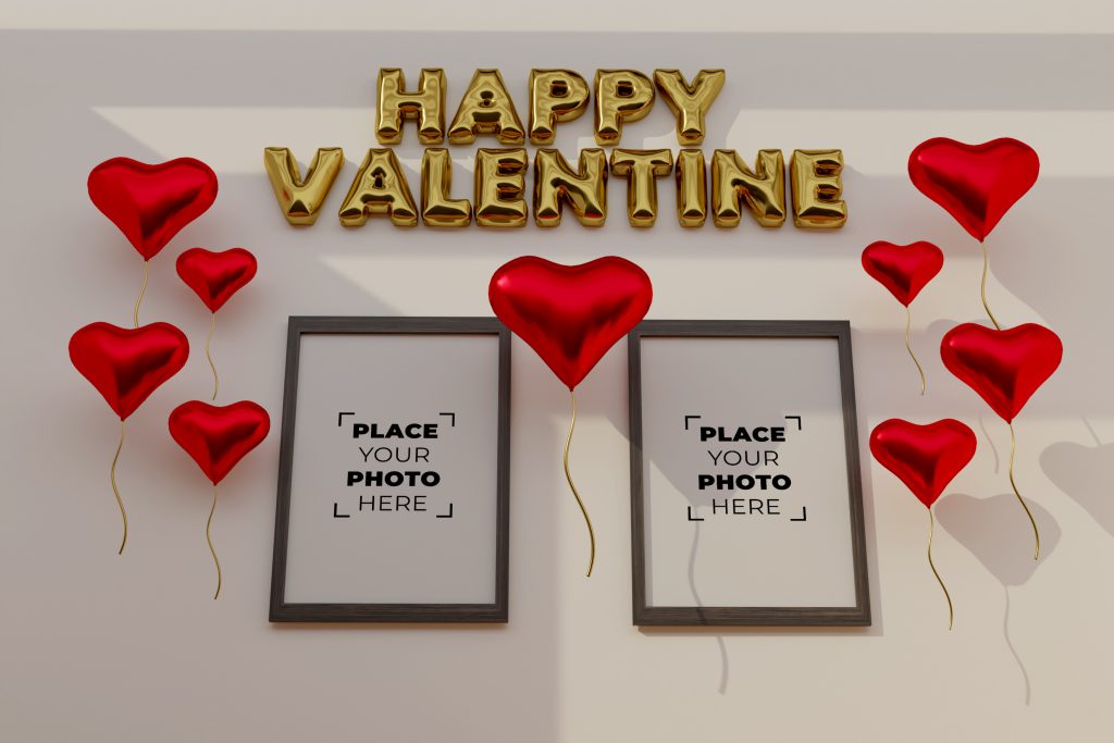 Happy-valentine's-day-scene-with-frame-mockup