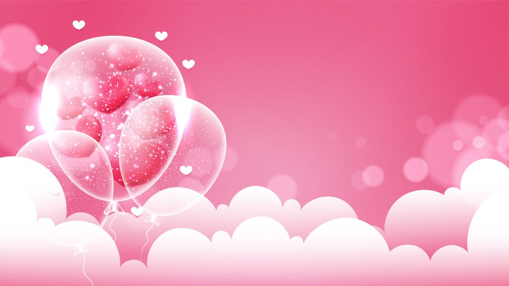 Valentine's day background with hearts and clouds