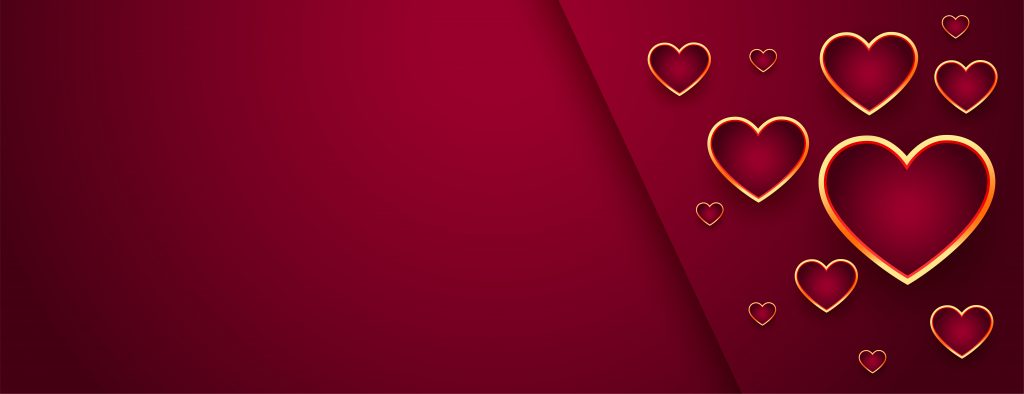 beautiful red valentines day banner with golden hearts