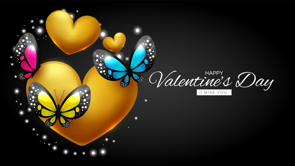Lovely happy valentine's day background with hearts and butterflies