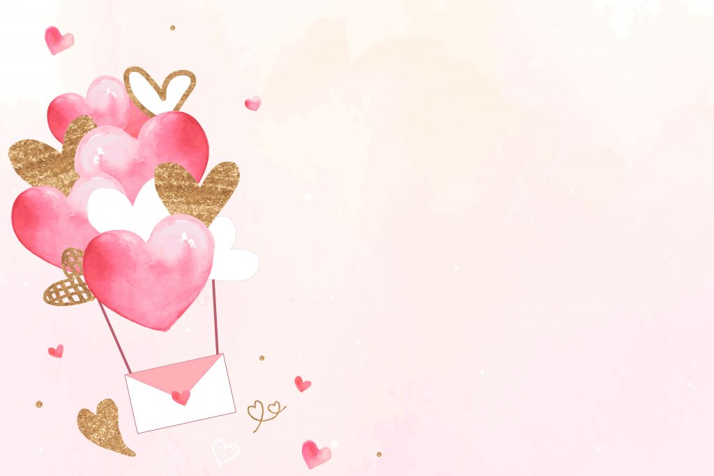 Pink valentine’s background vector with flying love letter