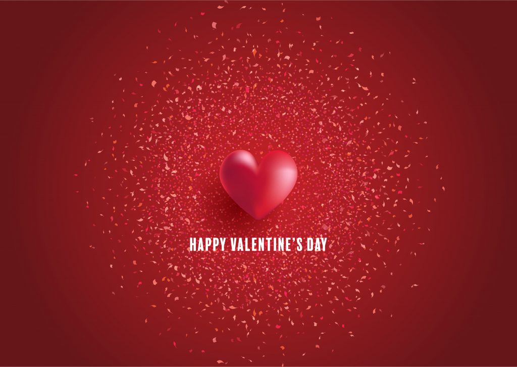 Valentines Day background with heart and confetti design