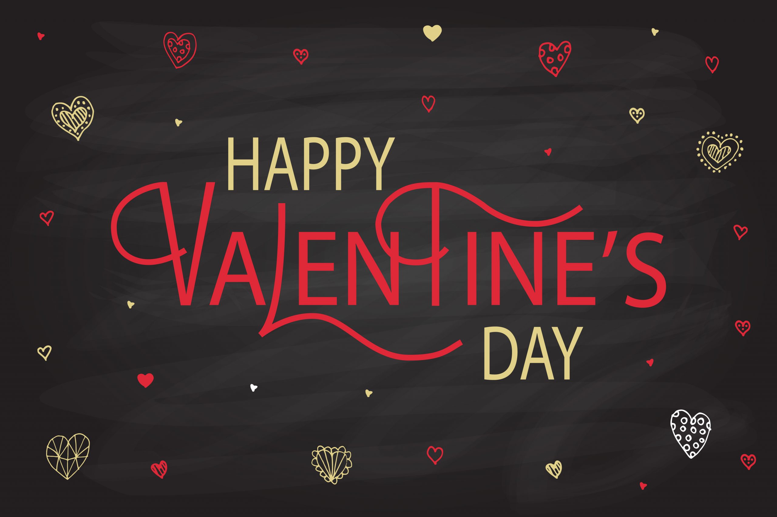 Black Background Typography Cards – Happy Valentine Day