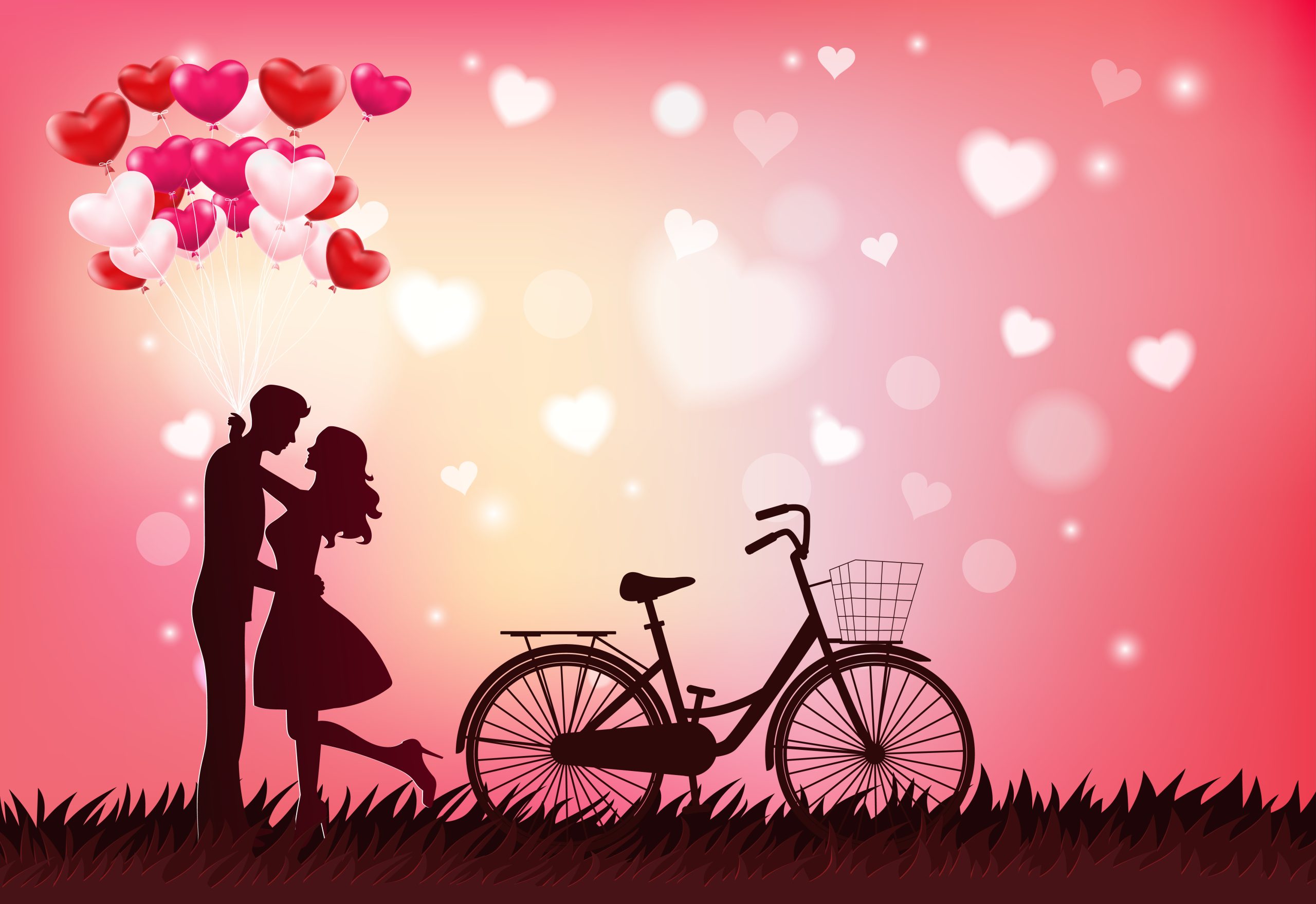 Flying Heart Cute Couple with Love expression – Happy Valentine’s Day