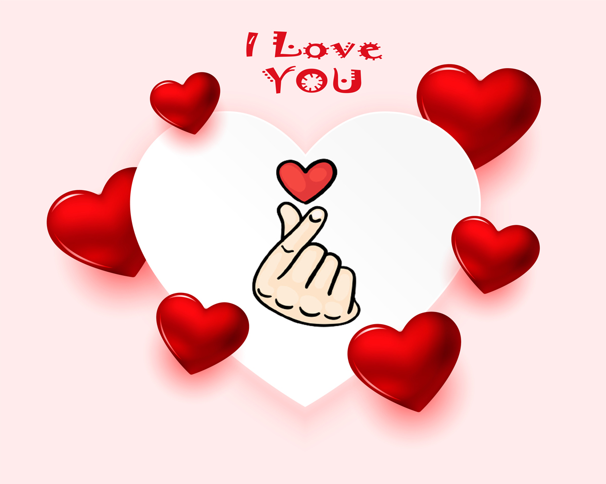 I Love U with Red Heart around Twinkling White Heart