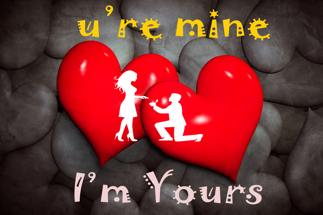 Cute couples proposing in Red Hearts – Happy Valentine’s Day