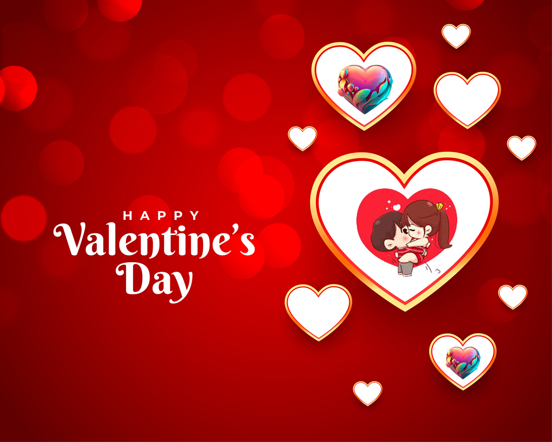 Romantic Backgroud with Happy Valentine’s Day Message